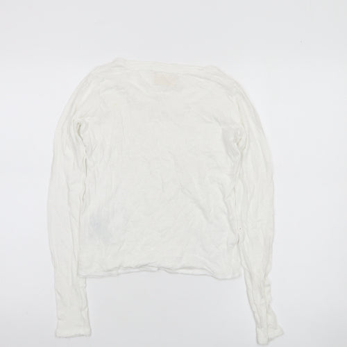 Hollister Women’s White Sequin Long Sleeve T-Shirt XS