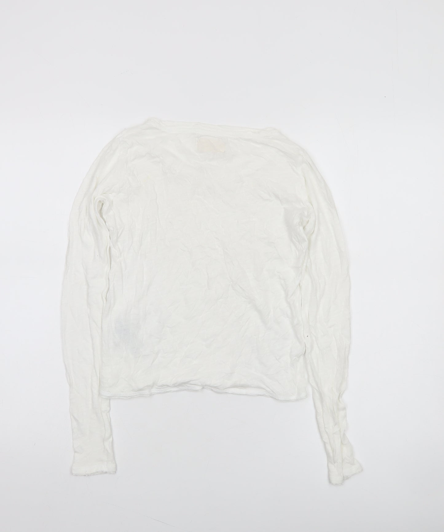Hollister Women’s White Sequin Long Sleeve T-Shirt XS