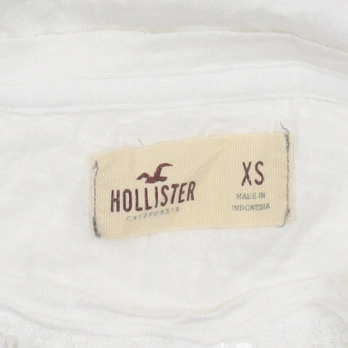 Hollister Women’s White Sequin Long Sleeve T-Shirt XS
