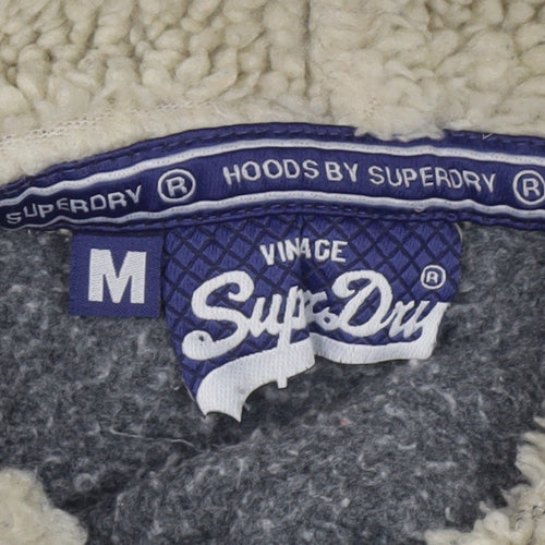 Superdry Womens Black Medium Pullover Hoodie Fleece Lined Casual
