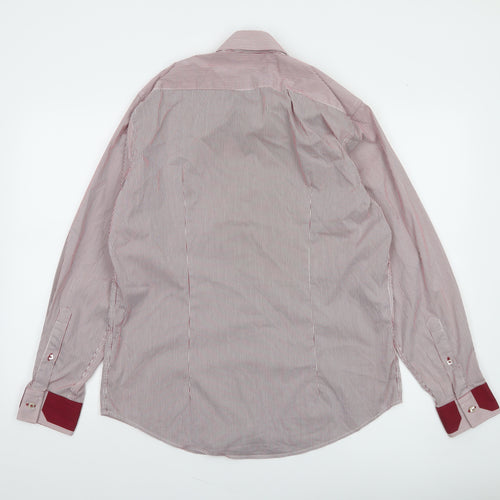 Advise Men's Red Striped Long Sleeve Button-Up Shirt L