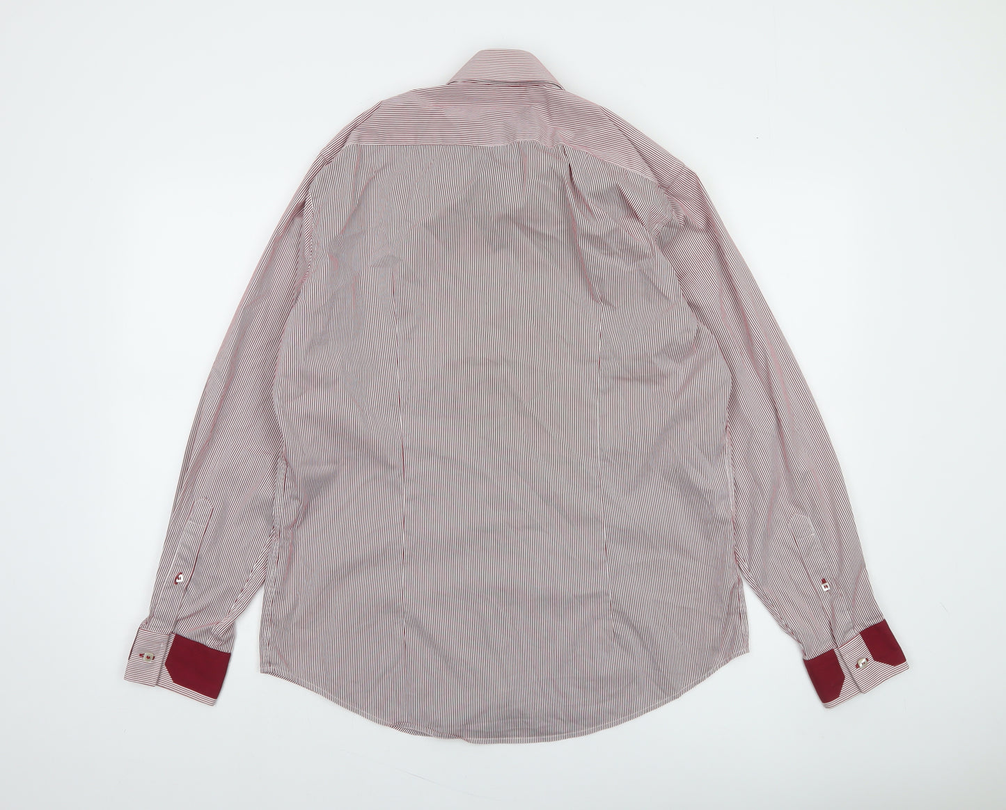 Advise Men's Red Striped Long Sleeve Button-Up Shirt L