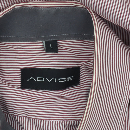 Advise Men's Red Striped Long Sleeve Button-Up Shirt L