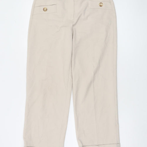 More & More Women Beige Cropped Trousers Size 6 Polyester Blend