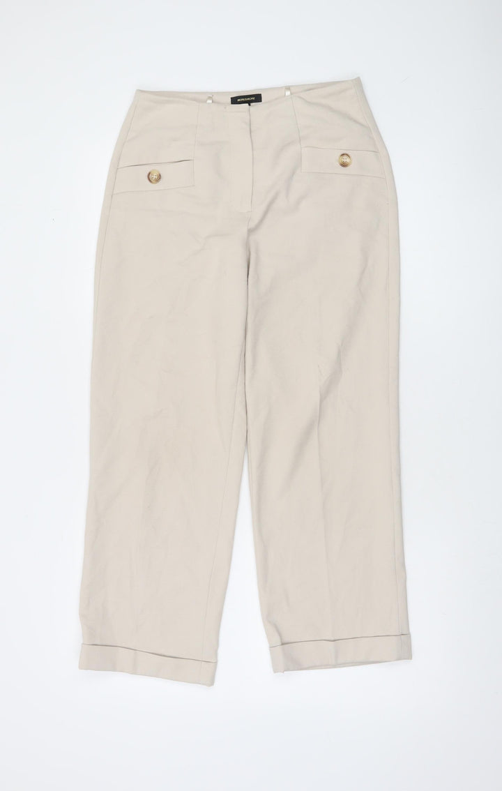 More & More Women Beige Cropped Trousers Size 6 Polyester Blend