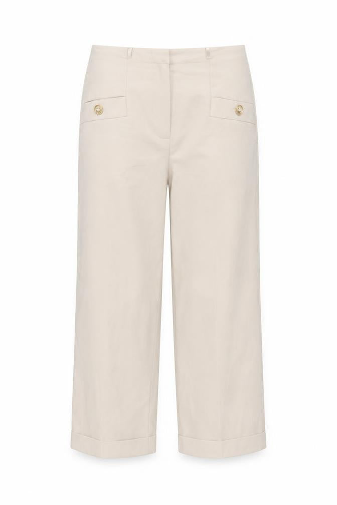 Front view of More & More Women Beige Cropped Trousers, size 6, Polyester Blend