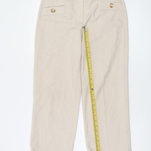 More & More Women Beige Cropped Trousers Size 6 Polyester Blend