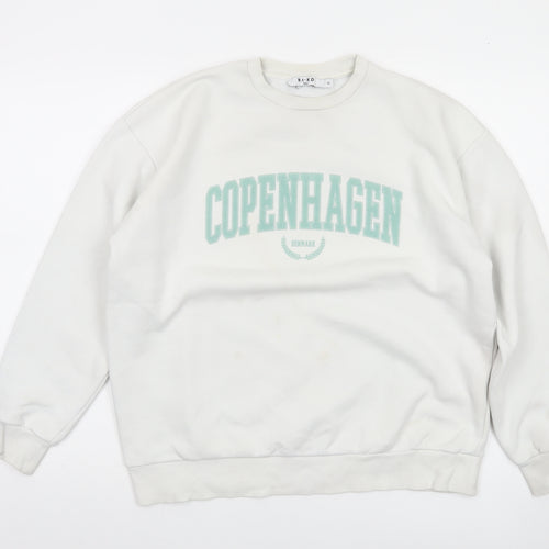 NA-KD Women's White Copenhagen Logo Pullover Sweatshirt XS