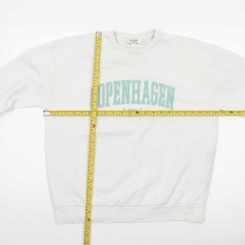 NA-KD Women's White Copenhagen Logo Pullover Sweatshirt XS