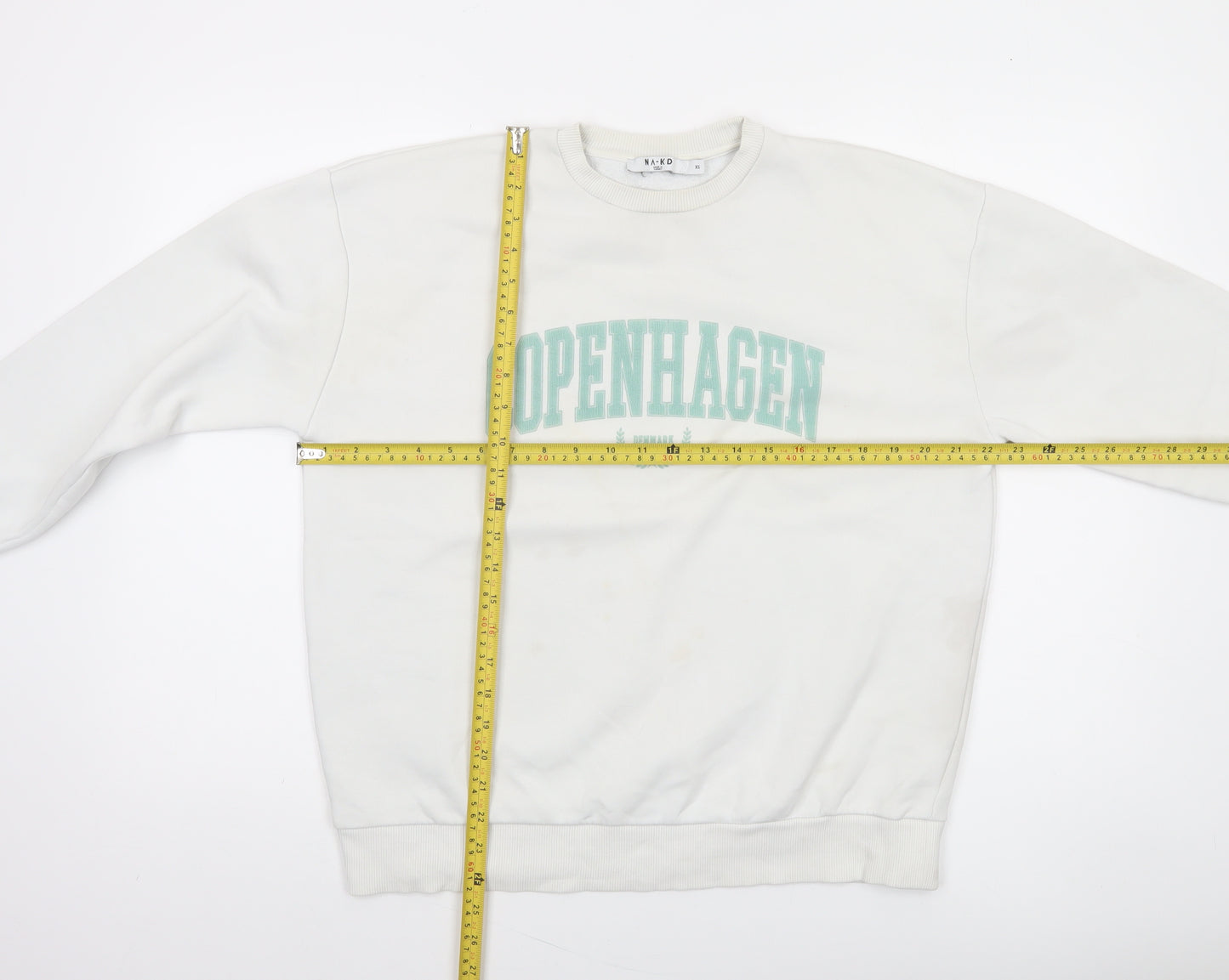 NA-KD Women's White Copenhagen Logo Pullover Sweatshirt XS
