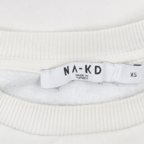NA-KD Women's White Copenhagen Logo Pullover Sweatshirt XS
