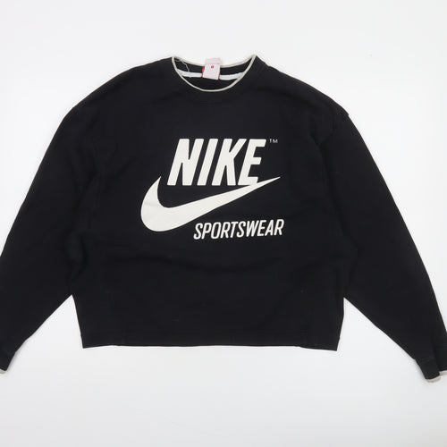 Nike Womens Black Small Pullover Sweatshirt Cotton Blend Crew Neck