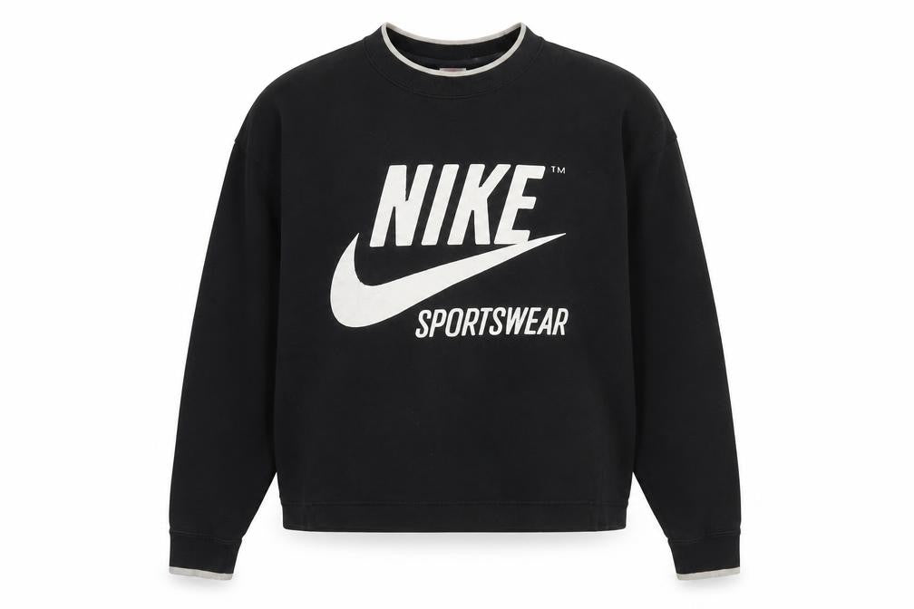 Front view of Nike women’s black small pullover sweatshirt cotton blend crew neck