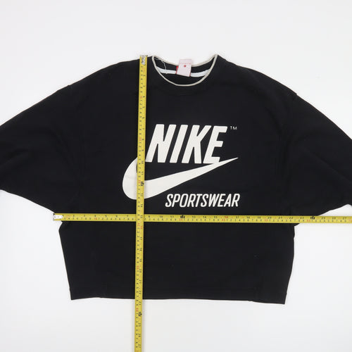 Nike Womens Black Small Pullover Sweatshirt Cotton Blend Crew Neck