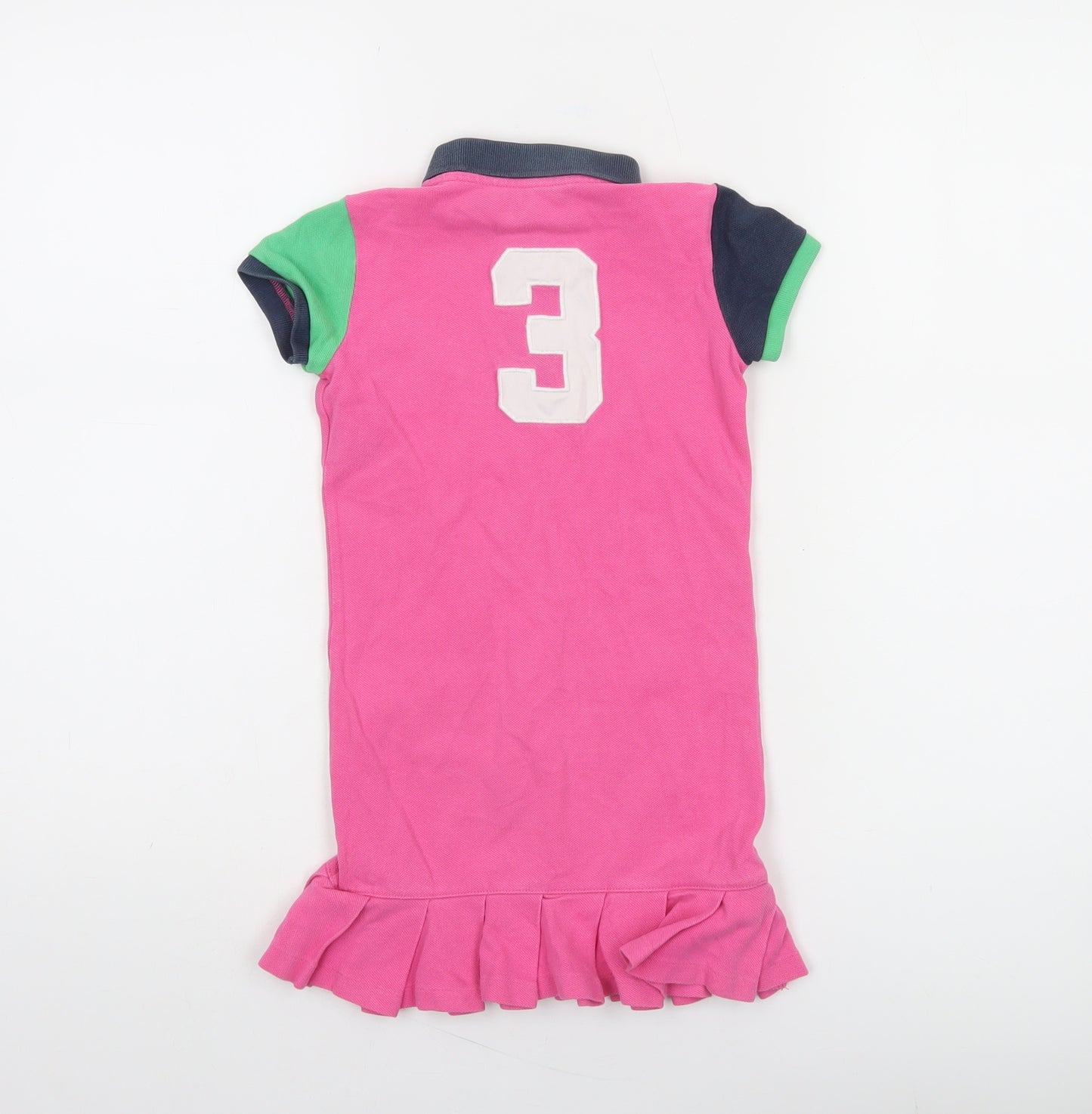 Ralph Lauren Girls Pink Polo Dress Size 5 Short Sleeve Collared Pleated Hem