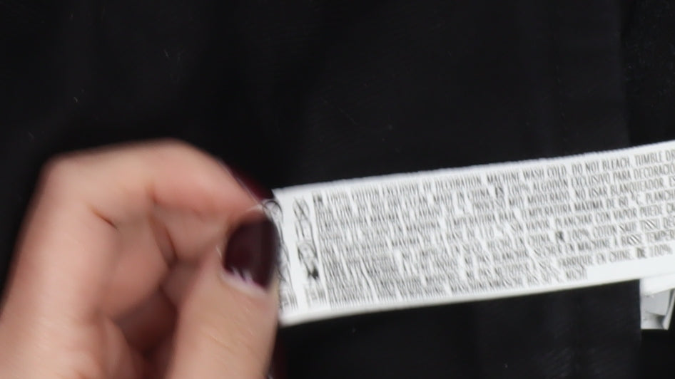 Forever 21 Girls Black Cotton Pinafore Dress 13-14 Years Adjustable 'Girl Power'