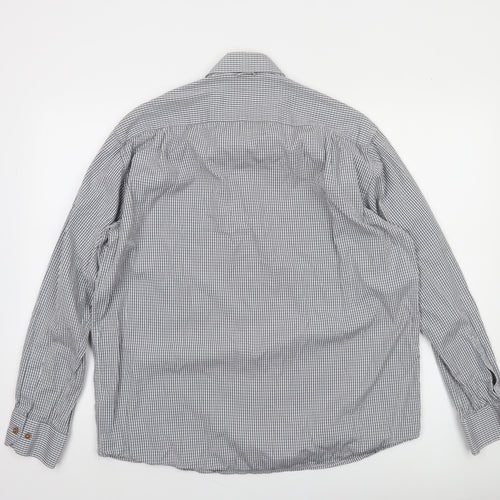 Tricot Marine Men's Grey Check Button-Down Cotton Shirt XL