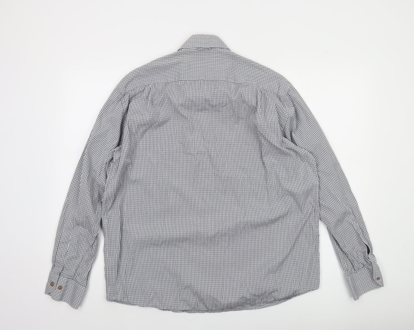 Tricot Marine Men's Grey Check Button-Down Cotton Shirt XL