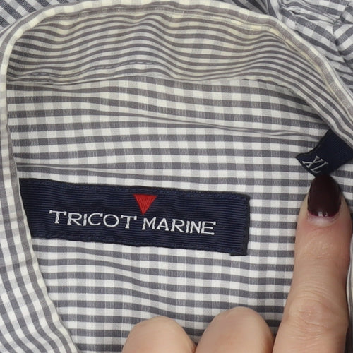 Tricot Marine Men's Grey Check Button-Down Cotton Shirt XL