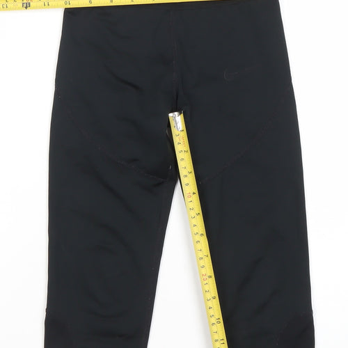 Nike Girls Black Pro Cropped Compression Leggings S Activewear Trousers