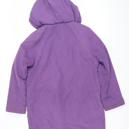 Klass Collection Women’s Purple Hooded Rain Jacket Size M Mid-Length Water Resistant