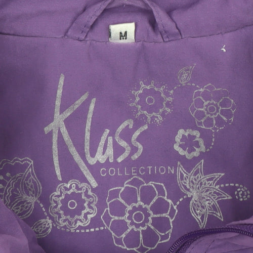 Klass Collection Women’s Purple Hooded Rain Jacket Size M Mid-Length Water Resistant