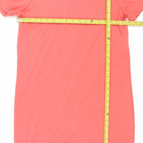 Vila Women's Pink Shift Knee Length Short Sleeve Dress S