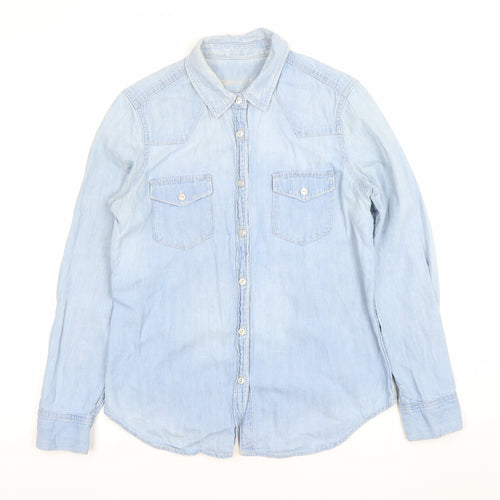 Gap Women Blue Denim Button-Up Long Sleeve Shirt M