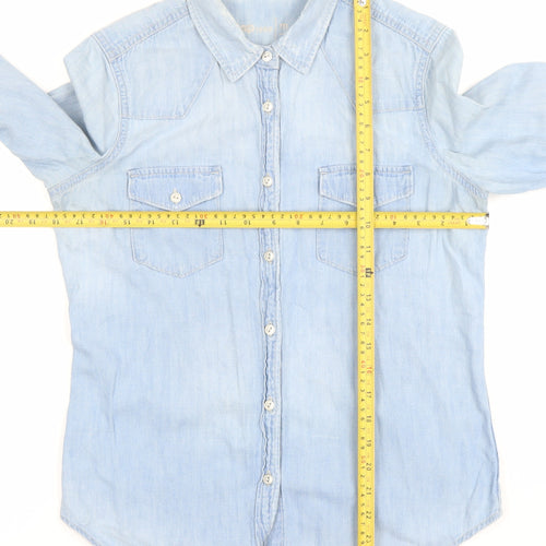 Gap Women Blue Denim Button-Up Long Sleeve Shirt M