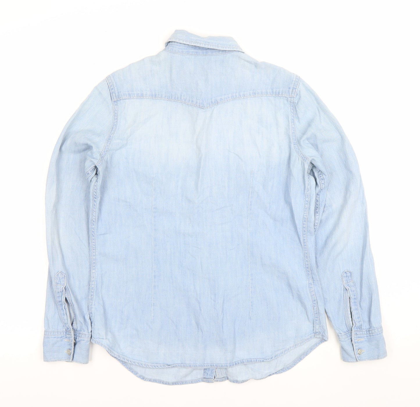 Gap Women Blue Denim Button-Up Long Sleeve Shirt M