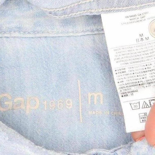 Gap Women Blue Denim Button-Up Long Sleeve Shirt M