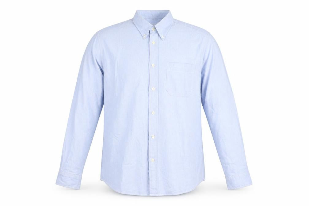 BHS Mens Blue Long Sleeve Cotton Button-Down Dress Shirt Size L