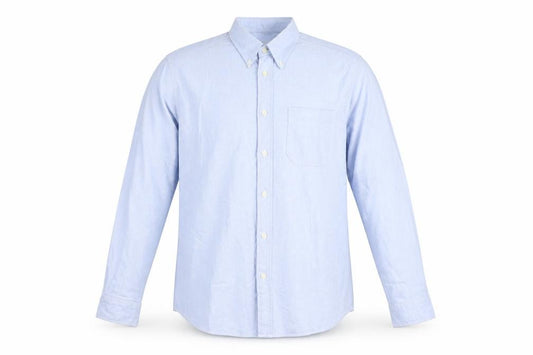 BHS Mens Blue Long Sleeve Cotton Button-Down Dress Shirt Size L