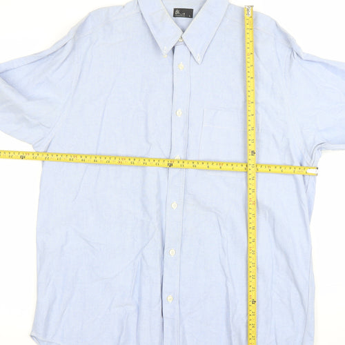 BHS Mens Blue Long Sleeve Cotton Button-Down Dress Shirt Size L