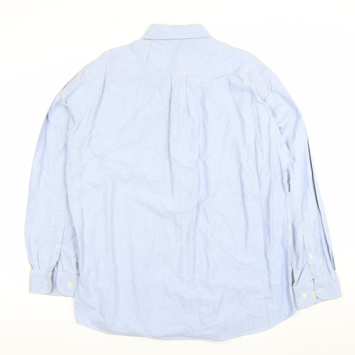 BHS Mens Blue Long Sleeve Cotton Button-Down Dress Shirt Size L