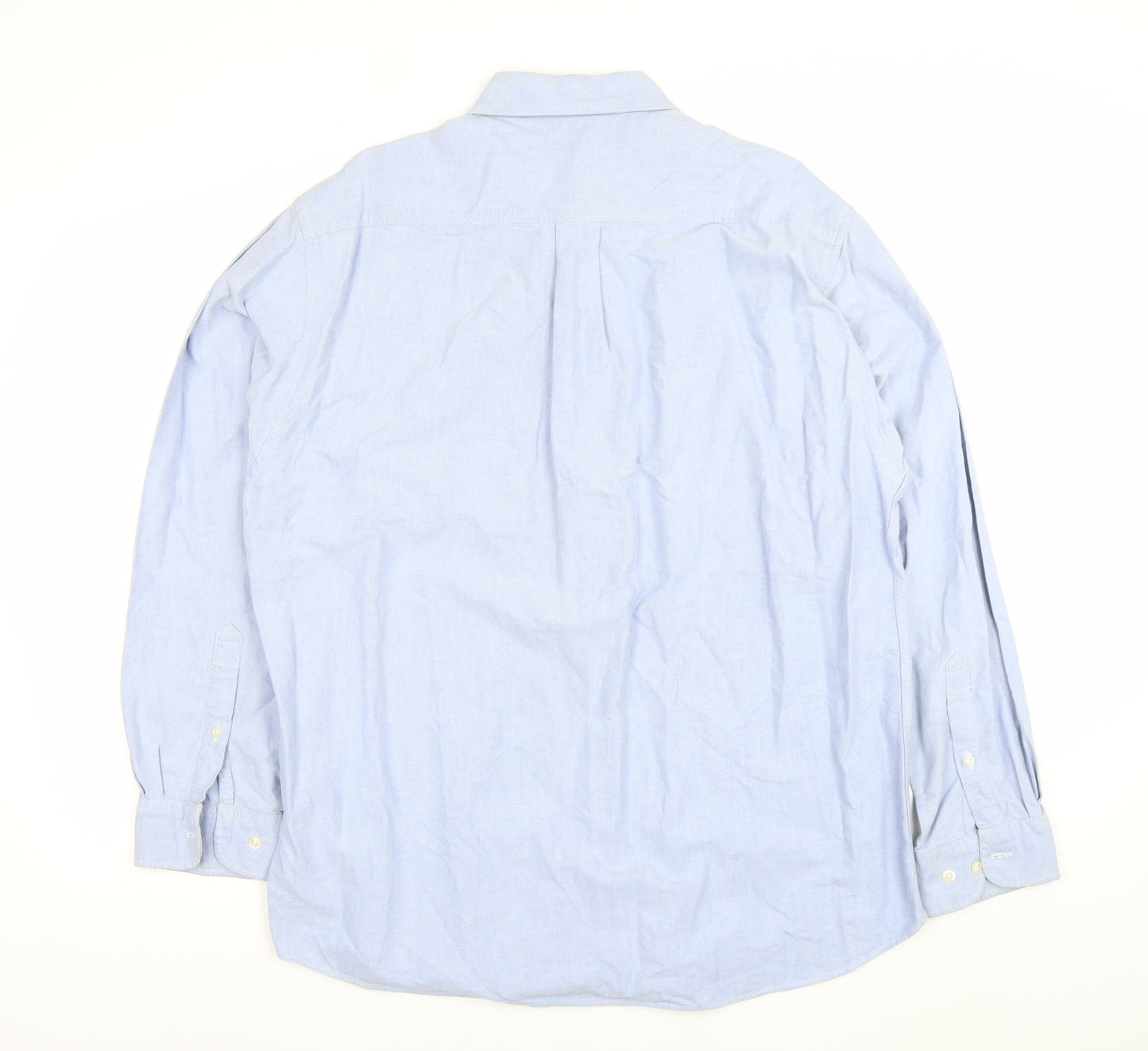 BHS Mens Blue Long Sleeve Cotton Button-Down Dress Shirt Size L