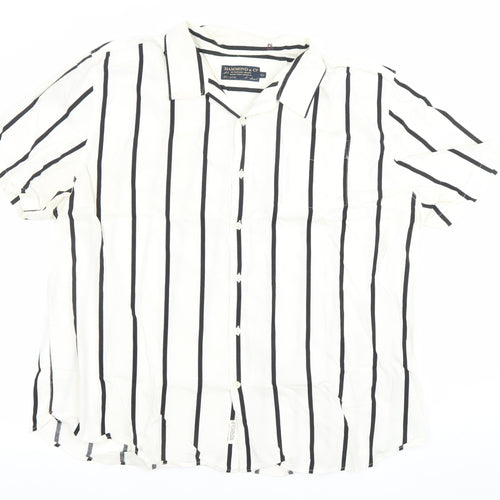 Hammond & Co Men's White Striped 2XL Cotton Short Sleeve Shirt