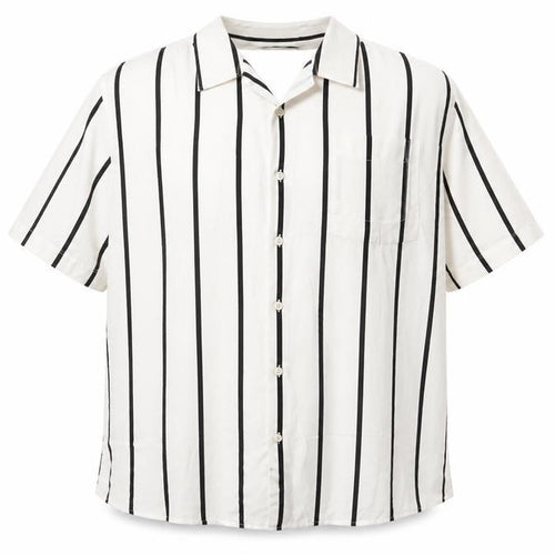 Hammond & Co Men's White Striped 2XL Cotton Short Sleeve Shirt