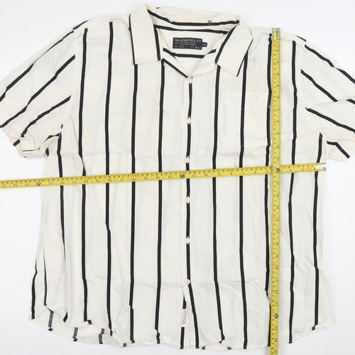 Hammond & Co Men's White Striped 2XL Cotton Short Sleeve Shirt