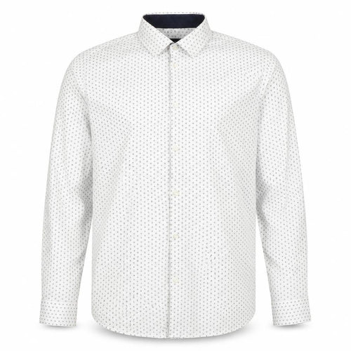 SELECTED HOMME Men's White Slim Fit Easy Iron Geometric Print Dress Shirt M