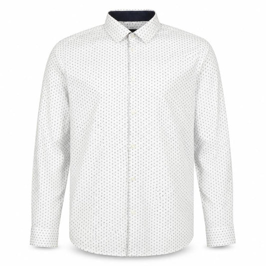 SELECTED HOMME Men's White Slim Fit Easy Iron Geometric Print Dress Shirt M