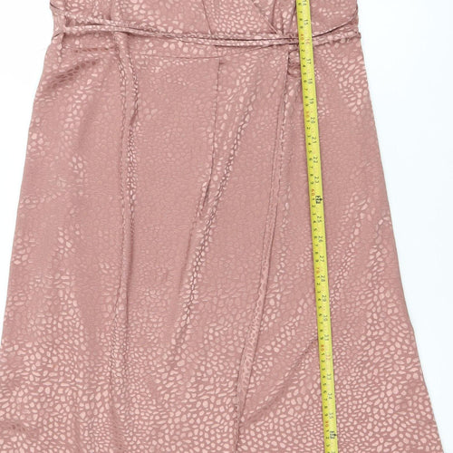 Next Women’s Pink Animal Print Satin Midi Wrap Dress Size 8
