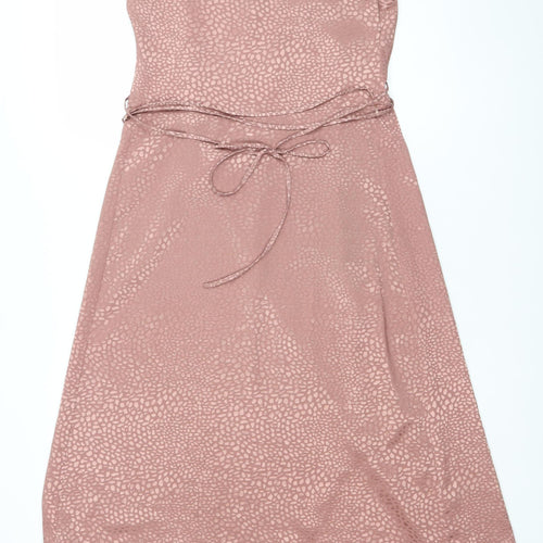 Next Women’s Pink Animal Print Satin Midi Wrap Dress Size 8