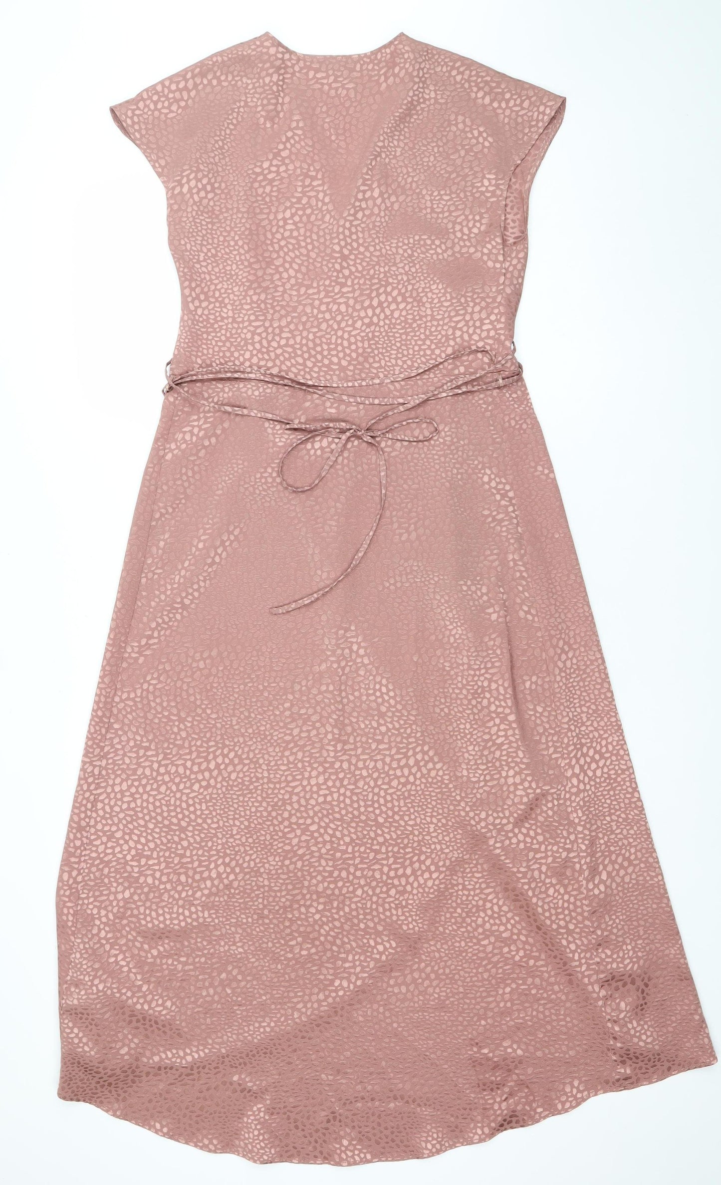 Next Women’s Pink Animal Print Satin Midi Wrap Dress Size 8