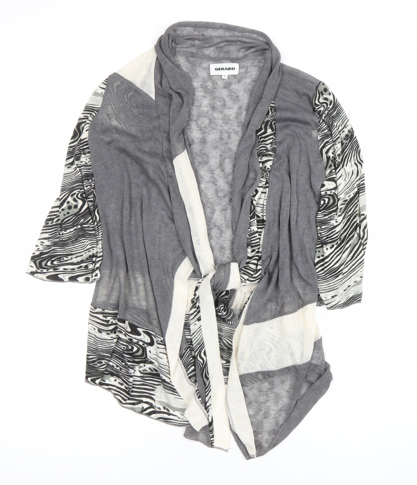 Gerard Women’s Grey Open Cardigan S Animal Print Knit