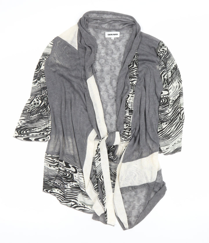 Gerard Women’s Grey Open Cardigan S Animal Print Knit