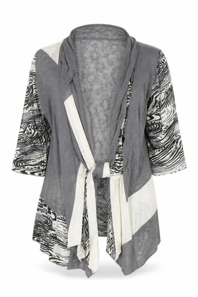 Gerard Women’s Grey Open Cardigan S Animal Print Knit
