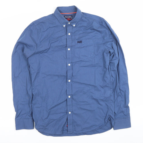 Superdry Men’s Blue Small Slim Fit Long Sleeve Button Down Shirt
