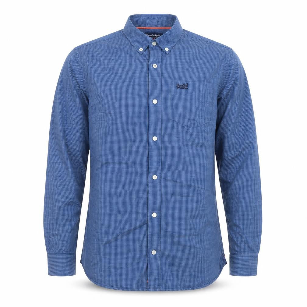Superdry Men’s Blue Small Slim Fit Long Sleeve Button Down Shirt