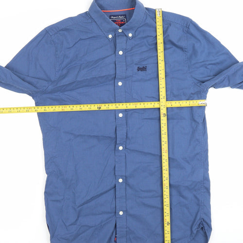 Superdry Men’s Blue Small Slim Fit Long Sleeve Button Down Shirt